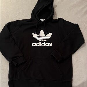Adidas Men's Black and White Logo Hoodie